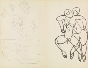 Cinco bocetos abstractos y estudios de figuras masculinas y femeninas de Henri Gaudier Brzeska