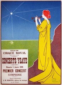 Música. Conciertos Ysaye en Bruselas. Cartel por H. Meunier, Bélgica de Henri Georges Jean Isidore Meunier
