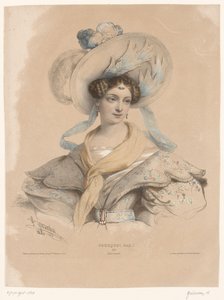 Mujer joven con pensamientos indulgentes Pase pourquoi! (título en el objeto) Representaciones de figuras perdidas en sus pensamientos (título de la serie) de Henri Grevedon