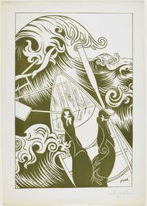 La Vague (La Ola) 1894 (litografía en tinta verde oliva) de Henri Gustave Jossot