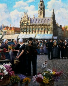 El mercado de flores en Middelburg de Henri Houben