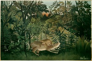León hambriento de Henri J.F. Rousseau
