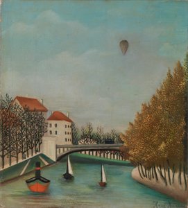 Escena de río con globo