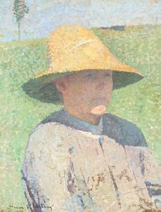 Retrato de un joven con sombrero de paja 1890 (Óleo sobre lienzo)
