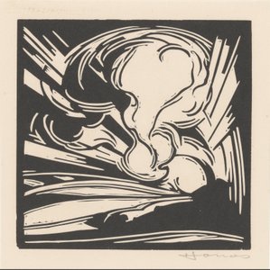 Nubes y rayos de sol sobre un paisaje de Henri Jonas (signed by artist)
