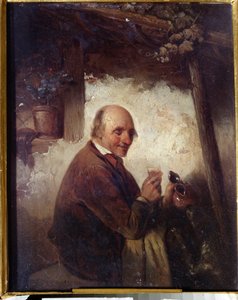 ""El hombre con una copa de vino" (Hombre con una copa de vino) Pintura de Henri Joseph Gommarus Carpentero (1820-1874) Museo de Bellas Artes Ivan Kramskoy del siglo XIX (o Kramskoi) en Voronezh (Voronezh), Rusia. de Henri Joseph Gommarus Carpentero