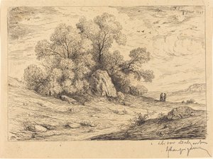 Grupo de árboles con rocas de Henri Joseph Harpignies