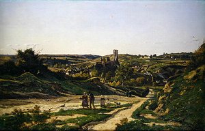 El Castillo y el Pueblo de Herisson de Henri Joseph Harpignies