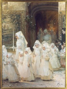 Procesión de niñas en el día de la confirmación, L