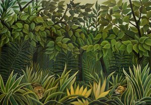 Dos leones al acecho en la jungla, 1909-1910 de Henri Julien Félix Rousseau