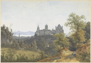 Vista de Lausana, con vistas al castillo y a la catedral de Henri Knip