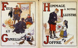 El fuego y la lata del comedor, y el homenaje al mariscal Joffre, ilustración de "Alphabet de la Guerre