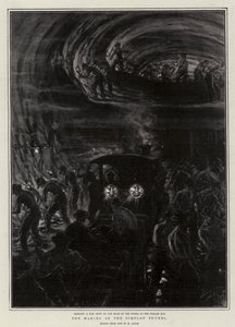 La construcción del túnel de Simplón (litografía)