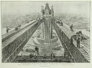 La finalización del Tower Bridge: dando los últimos toques, de The Graphic, 23 de junio de 1894 (grabado)