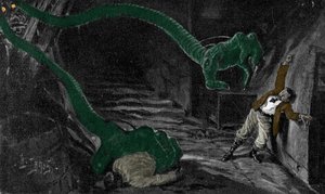 La novela "La guerra de los mundos" de H. G. Wells (Herbert George) (1866-1946). Ilustración de H. Lanos. Comienzo del siglo.