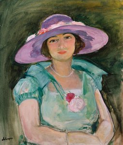 Retrato de Marthe Lebasque con un sombrero púrpura, 1925-26 de Henri Lebasque