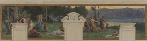 Boceto para el Ayuntamiento de Pantin: Alegorías del Canal de Ourcq, Trabajo y Navegación - Fête champêtre (techo y panel mural)