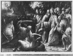 Vida de Cristo, el Arresto de Cristo, estudio preparatorio de cartón de tapiz para la Iglesia Saint-Merri en París, c.1585-90