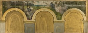 Boceto para el Salón de las Ciencias en el Ayuntamiento de París: La Coronación de la Ciencia, entre 1888 y 1892 (óleo sobre lienzo, cuadriculado)