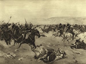 La carga de la Brigada Pesada, Batalla de Balaclava, 1854 de Henri Louis Dupray