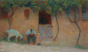Campesino fuera de su casa en Labastide-du-Vert de Henri Martin