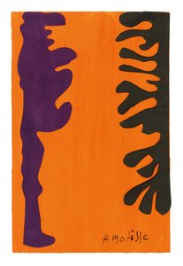 Arabescos negros y violetas sobre fondo naranja de Henri Matisse
