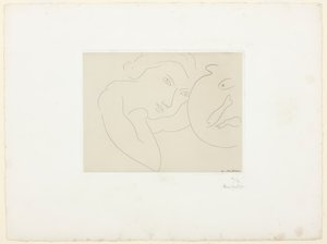 Cabeza ladeada y pecera de Henri Matisse