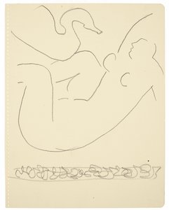 Estudio (Leda y el cisne) (lápiz Conté negro sobre papel)
