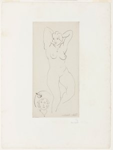 Desnudo femenino con los brazos levantados y cabeza de mujer de Henri Matisse