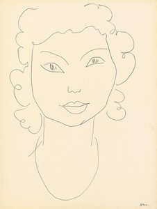 Cabeza, pelo rizado (lápiz de color sobre papel) de Henri Matisse