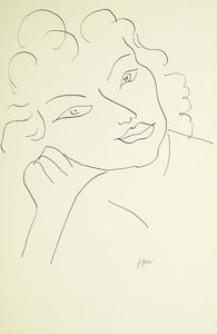 Cabeza de mujer joven (pluma y tinta negra sobre papel) de Henri Matisse