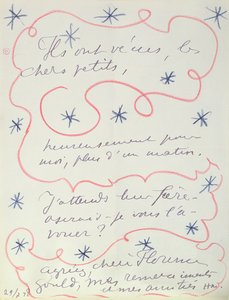 Carta del pintor a Florence Gould (n.1895), 29 de julio de 1948 (pluma y lápiz sobre papel)