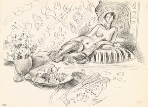 Odalisca tumbada II, c.1927 (pluma y tinta sobre papel) de Henri Matisse