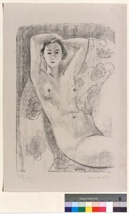 Nu, sentado en un sillón con motivos florales de Henri Matisse