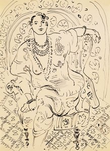 Odalisca con fondo de flores de Henri Matisse