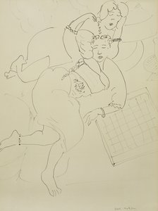 Odaliscas con damero, c.1928 (pluma y tinta negra sobre papel) de Henri Matisse