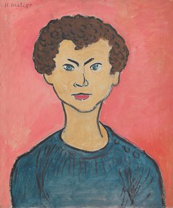 Retrato con pelo rizado, jersey azul marino de Henri Matisse