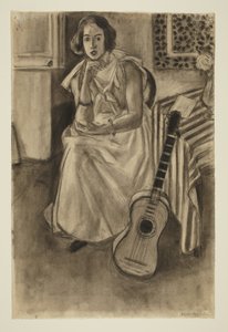 Modelo sentada con una guitarra de Henri Matisse