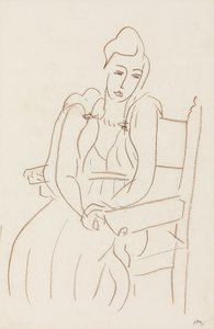 Mujer sentada (lápiz de cera marrón sobre papel) de Henri Matisse