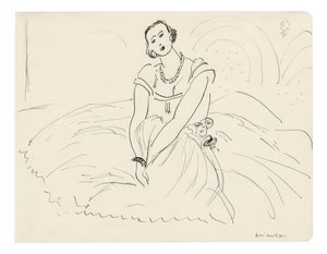 Mujer sentada con vestido con falda de Henri Matisse