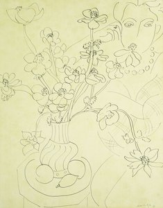 Estudio para anémonas y mujer, Armonía en azul de Henri Matisse