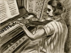 Un joven violinista frente a un piano de Henri Matisse