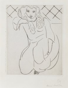 Mujer oriental con velo arrodillada de Henri Matisse