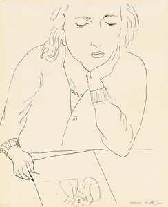 Mujer leyendo (pluma y tinta sobre papel) de Henri Matisse