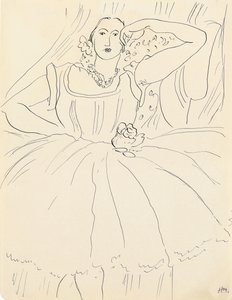 Mujer con vestido de noche (pluma y tinta sobre papel) de Henri Matisse