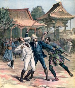 Intento fallido de asesinato del Zarevich Nicolás de Rusia, Otsu, Japón, 1891 de Henri Meyer
