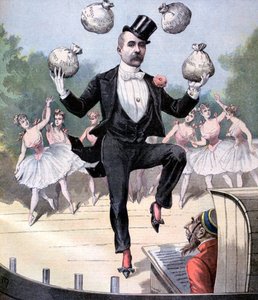 Georges Clemenceau haciendo malabares con bolsas de dinero inglés de Henri Meyer