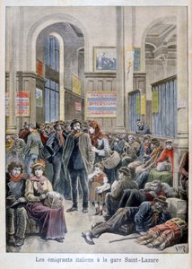 Emigrantes italianos en la Gare Saint-Lazare, París, 1896 de Henri Meyer