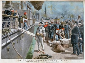Prisioneros españoles llegando a Key-West, Guerra Hispanoamericana, 1898