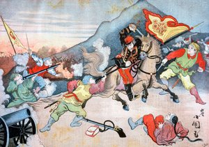 La toma de la bandera china por un oficial japonés, 1894 de Henri Meyer